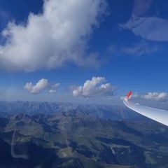 Flugwegposition um 15:03:29: Aufgenommen in der Nähe von Gemeinde Pfunds, 6542 Pfunds, Österreich in 3566 Meter